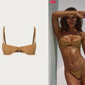 SAME Demi Cup Underwire Top - Mocha Shimmer Lurex - S